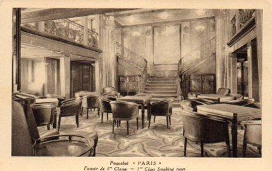 POSTAL PV10787: Paquebot Paris, fumoir de 1ª Classe