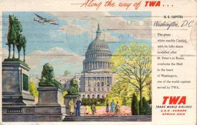 POSTAL PV10792: U. S. Capitol, Washington.  TWA