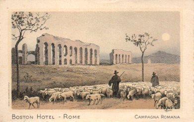 POSTAL PV10794: Campagna Romana, publicidad Boston Hotel en Roma