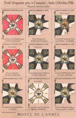 POSTAL PV11007: Neuf drapeaux pris a l'ennemi 1914, Musee de l'Armee