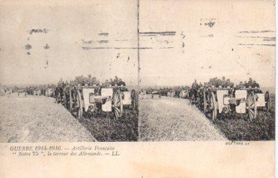 POSTAL PV11010: Artillerie Française Notre 75, Guerre 1914-1916