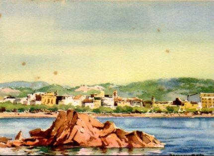 POSTAL PV11084: Vista de San Feliu de Guixols por Ramon Reig 