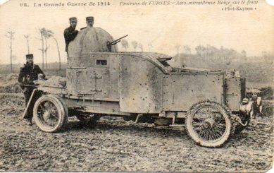 POSTAL PV10964: La Grande Guerre de 1914, Environs de Furnes - Auto mitrailleuse Belge sur le front