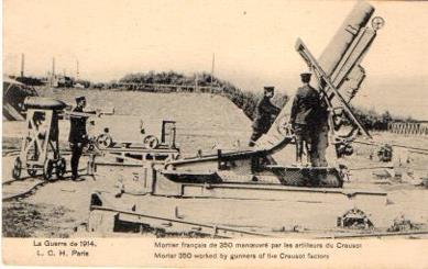 POSTAL PV10965: La Grande Guerre de 1914, mortier français