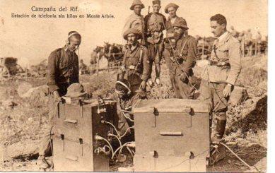 POSTAL PV10972: Campaña del Rif, estacion de telefonia sin hilos en Monte Arbos