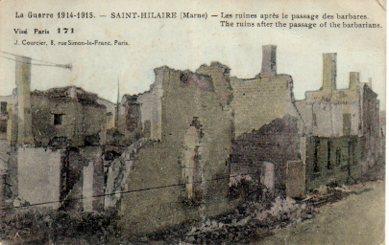 POSTAL PV10977: Saint Hilaire Marne, Le ruines apres le passage des barbares