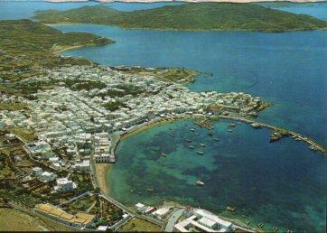 POSTAL PV10692: Mykonos, general view by air