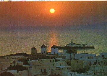 POSTAL PV10693: Mykonos, sunset