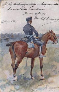 POSTAL PV10726: Militar de espaldas sobre un caballo