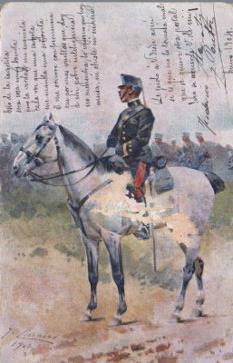 POSTAL PV10727: Militar de perfil sobre un caballo
