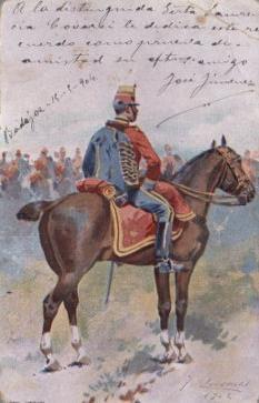 POSTAL PV10729: Militar de espaldas sobre un caballo