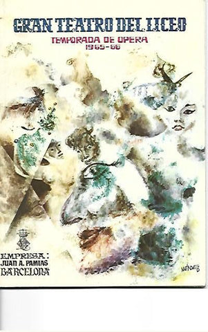 LAMINA 36721: Programa temporada del Liceu 1965-66. Portada de Mendez
