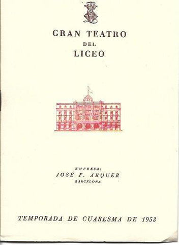 LAMINA 36741: Programa Liceu temporada cuaresma de 1953