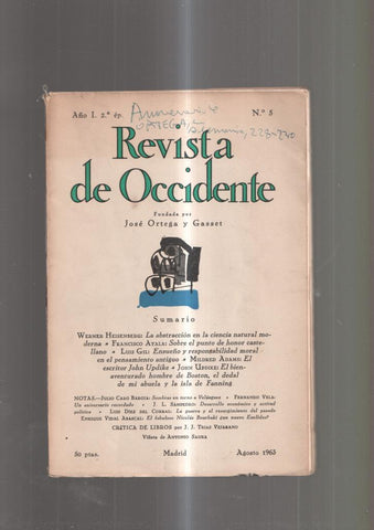 Revista de Occidente numero 05, agosto 1963: La abstraccion en la ciencia moder-