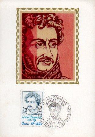 POSTAL PV11538: Carta filatelica de Francia. General Daumesnil. Primer Jour