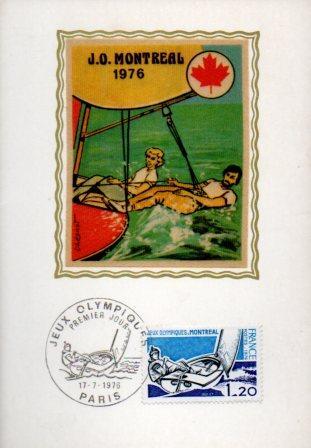 POSTAL PV11544: Carta filatelica de Francia. Jeaux Olympique Montreal 1976. Premier Jour
