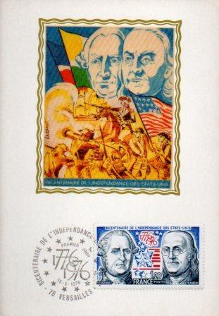 POSTAL PV11545: Carta filatelica de Francia. Bicentenaire de l'Independance des Etats Unis