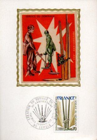 POSTAL PV11548: Carta filatelica de Francia. XXX Creation du Service du Deminage