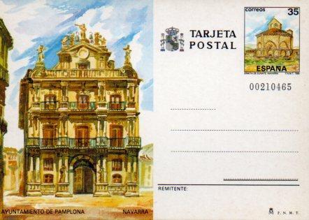 POSTAL PV11520: Tarjeta postal de Correos vista del Ayuntamiento de Pamplona