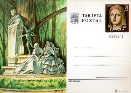 POSTAL PV11526: Tarjeta postal de Correos vista del Monumento a Becquer nº 0283207