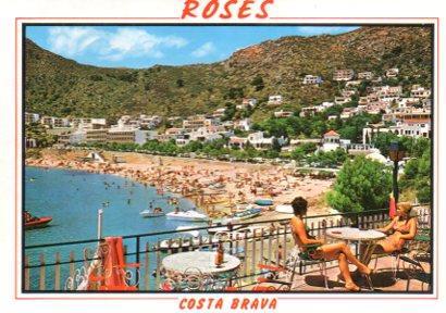 POSTAL PV11587: Rosas animada playa de Canyelles Petites