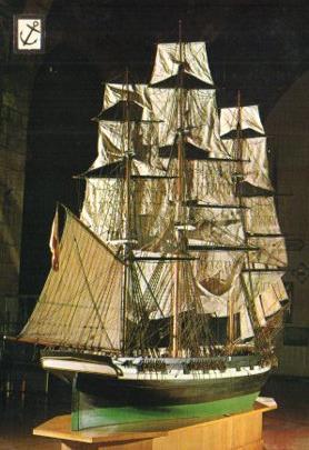 POSTAL PV11720: Modelo de fragata de instrucción, Escuela de Nautica de Barcelona