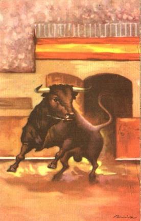 POSTAL PV11192: Salida de un toro a la plaza