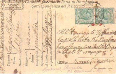 POSTAL PV11131: Correspondencia Ejercito Italiano Primera Guerra Mundial PV11131
