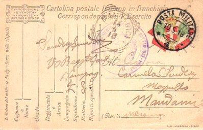 POSTAL PV11133: Correspondencia Ejercito Italiano Primera Guerra Mundial PV11133