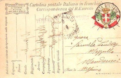 POSTAL PV11134: Correspondencia Ejercito Italiano Primera Guerra Mundial PV11134