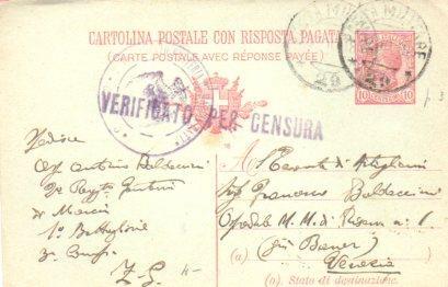 POSTAL PV11137: Correspondencia Ejercito Italiano Primera Guerra Mundial PV11137
