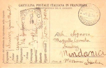 POSTAL PV11141: Correspondencia Ejercito Italiano Primera Guerra Mundial PV11141