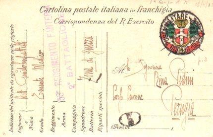 POSTAL PV11177: Correspondencia Ejercito Italiano Primera Guerra Mundial PV11177