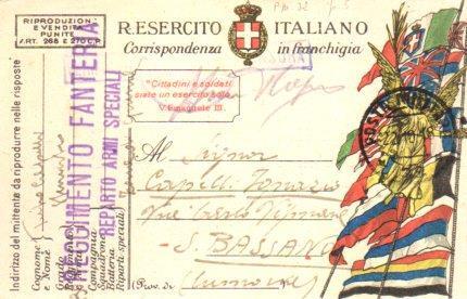 POSTAL PV11182: Correspondencia Ejercito Italiano Primera Guerra Mundial PV11182