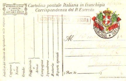 POSTAL PV11183: Correspondencia Ejercito Italiano Primera Guerra Mundial PV11183