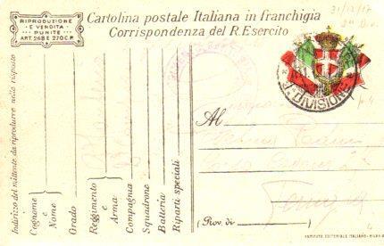 POSTAL PV11184: Correspondencia Ejercito Italiano Primera Guerra Mundial PV11184