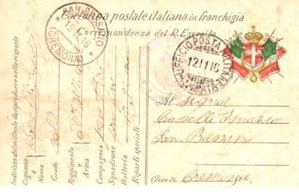 POSTAL PV11185: Correspondencia Ejercito Italiano Primera Guerra Mundial PV11185