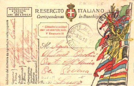 POSTAL PV11148: Correspondencia Ejercito Italiano Primera Guerra Mundial PV11148