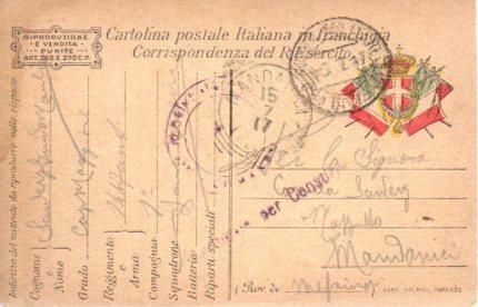 POSTAL PV11149: Correspondencia Ejercito Italiano Primera Guerra Mundial PV11149