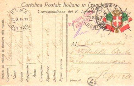 POSTAL PV11150: Correspondencia Ejercito Italiano Primera Guerra Mundial PV11150