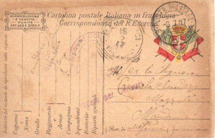 POSTAL PV11152: Correspondencia Ejercito Italiano Primera Guerra Mundial PV11152