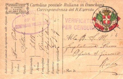 POSTAL PV11156: Correspondencia Ejercito Italiano Primera Guerra Mundial PV11156