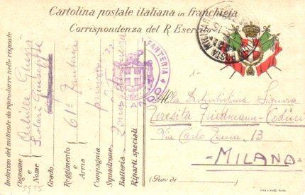 POSTAL PV11158: Correspondencia Ejercito Italiano Primera Guerra Mundial PV11158