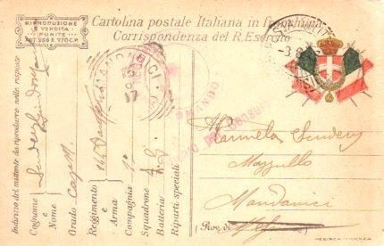 POSTAL PV11159: Correspondencia Ejercito Italiano Primera Guerra Mundial PV11159