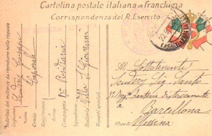 POSTAL PV11162: Correspondencia Ejercito Italiano Primera Guerra Mundial PV11162