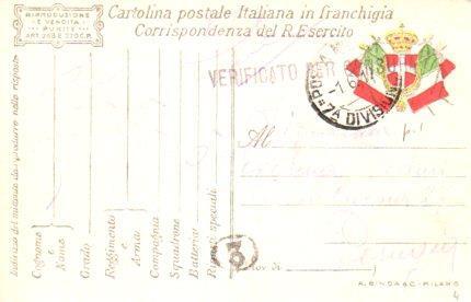 POSTAL PV11153: Correspondencia Ejercito Italiano Primera Guerra Mundial PV11153