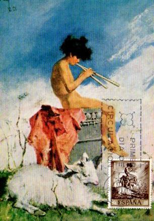 POSTAL PV11432: Idilio por Fortuny.Tarjeta postal primer dia circulacion