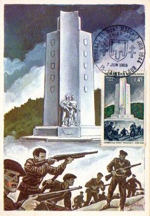 POSTAL PV11435: Les Combats du Mont-Mouchet, Anniversaire de la liberation. Carte Philatelique