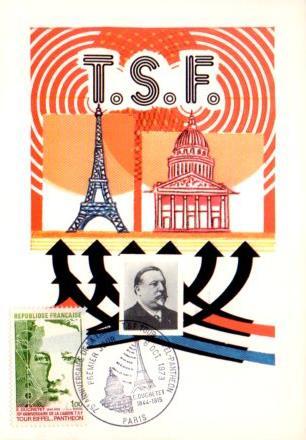 POSTAL PV11436: Tour Eiffel 75 Anniversaire de la liaison TSF. Carte Philatelique
