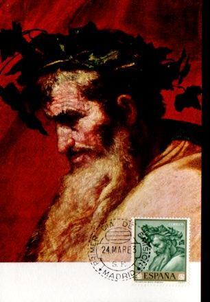 POSTAL PV11442: El triiunfo de Baco por Ribera. Tarjeta postal primer dia circulacion